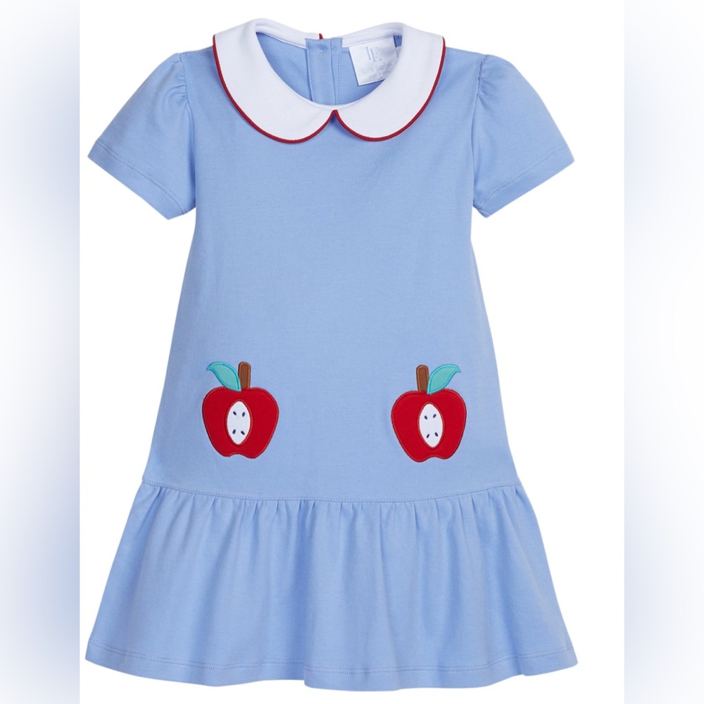 Little English Appliqué Chanel Dress- Apple; Size 3T
